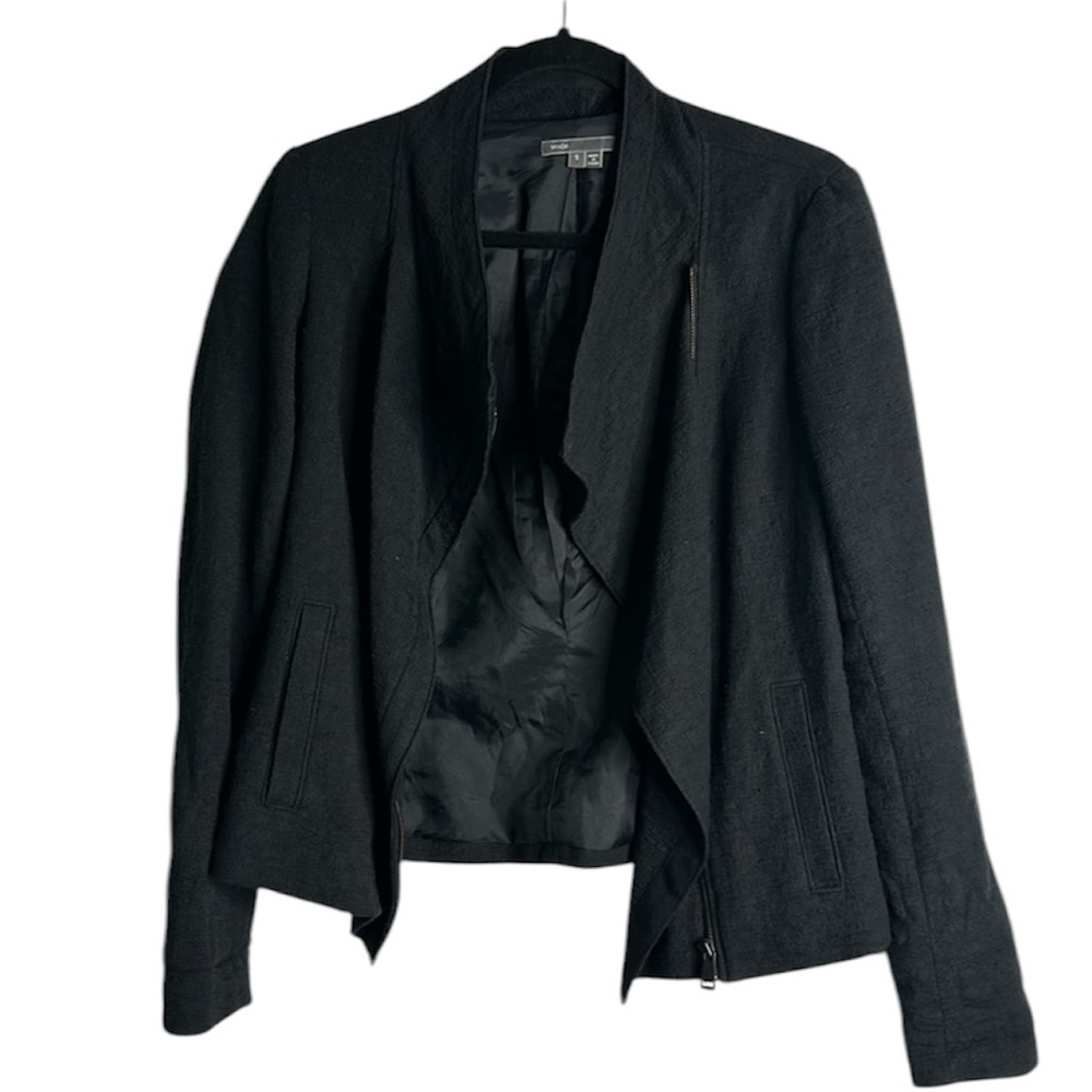 Vince cotton texted moto jacket size small black